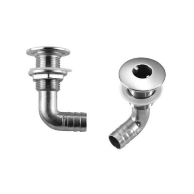 Thru hull SS 90 deg. 3/4″ hose ID