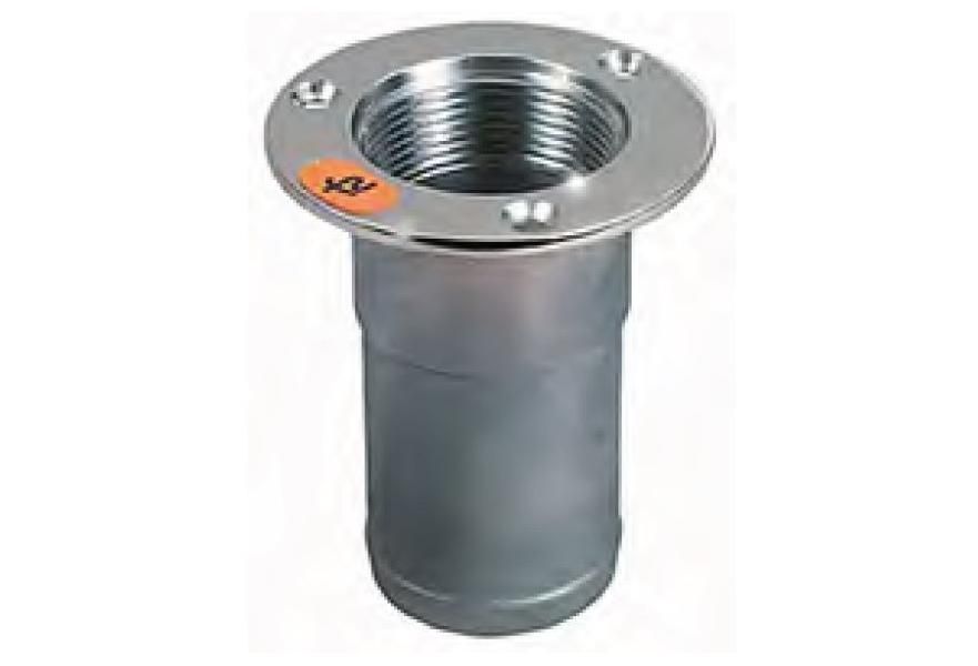 This deck filler body is crafted in a sturdy acid-proof stainless steel with a polished finish. Complete with optional deck filler lid. The deck filler body is available with Ø38 and Ø50 hose size