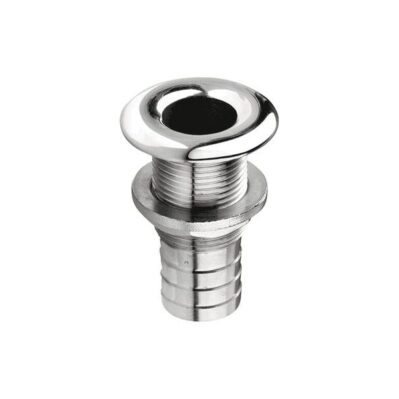 Thru-hull 1/2″ SS316 fitting with hose connection & rounded flange